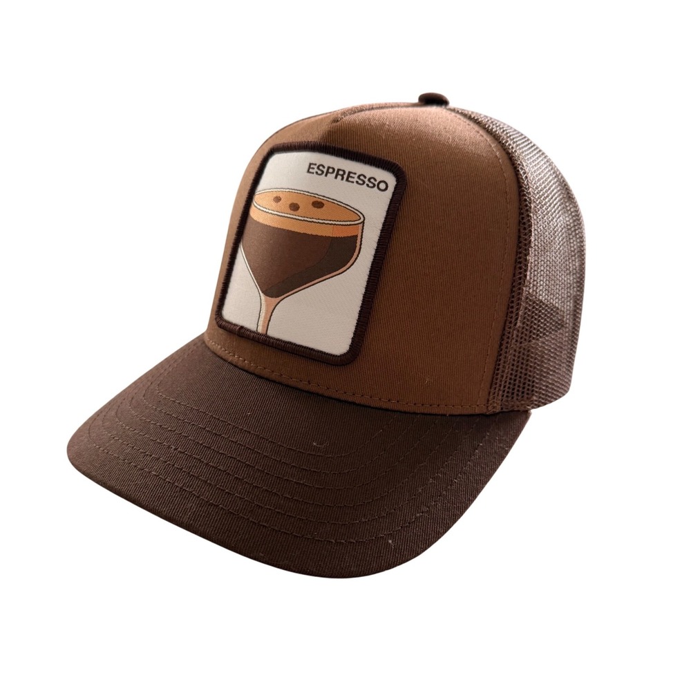 Mad Engine Espresso Martini Trucker Hat Brown Mesh Snapback Baseball Cap